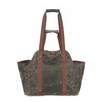 : Oversized Waxed Canvas Firewood Tote with Reinforced Straps